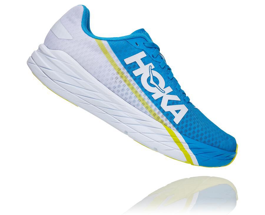 Zapatillas Running Hoka One One Mujer - Rocket X - Blancas/Azules - WIE520198